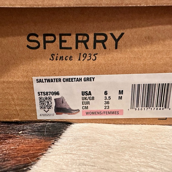 Sperry Duckboots charcoal grey leopard print - Picture 3 of 5